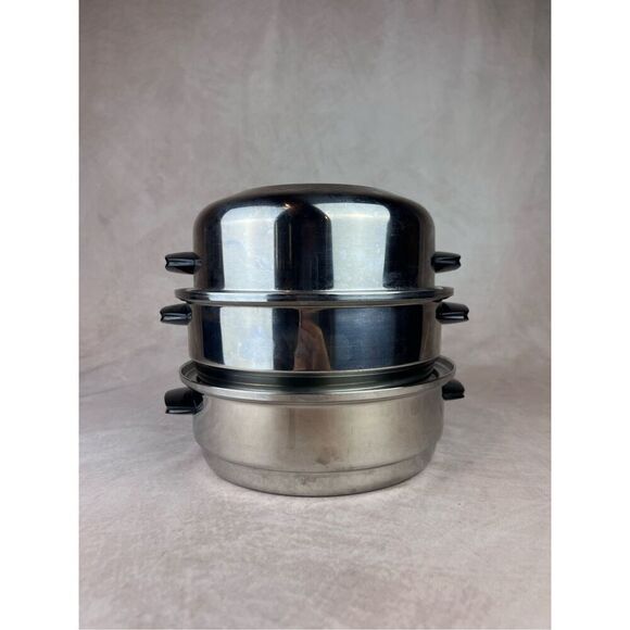 Vintage Townecraft Chef Ware 4 PC Dome Lid, 3 Qt Bottom Pan, Trivet & Stainer - Picture 1 of 7